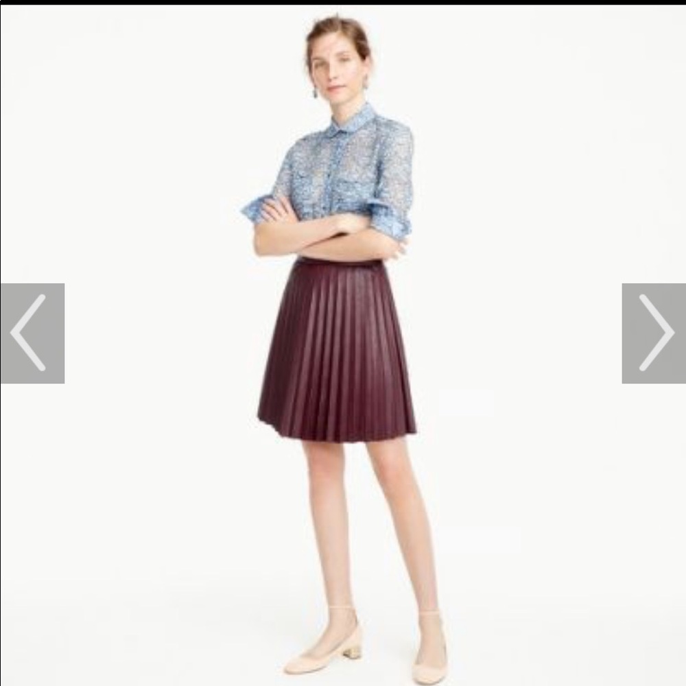 J. Crew faux leather mini skirt with pleats